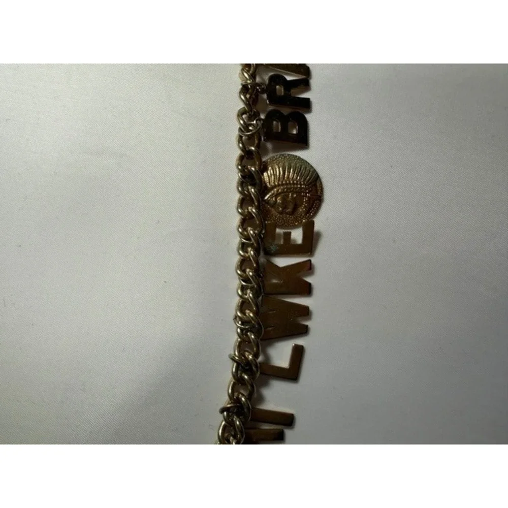 Vintage 1950s Milwaukee Braves Gold Tone Charm Bracelet MLB Baseball Memorabilia